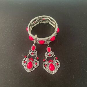Pink bracelet and earrings set
